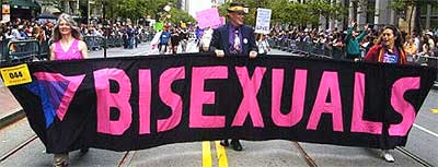 members of the  Bay Area Bisexual Network (BABN) marching in the San Francisco LGBT Pride Parade
