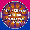 Icon: Audre Lorde Quote 'Your silence will not protect you' on Bisexual Pride Background