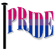 word PRIDE made out of the Bi Pride Flag